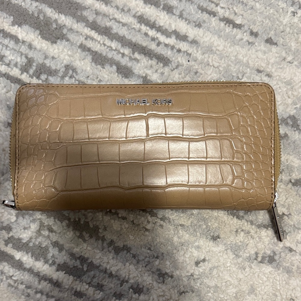 Michael Kors Beige Croc-Embossed Wallet